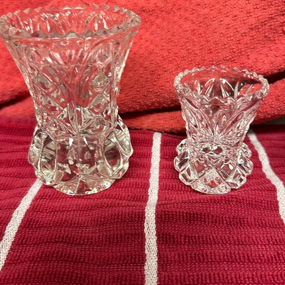 VINTAGE lead glass crystal two different size vases excellent condition - Picture 1 of 5